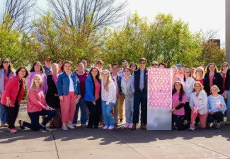 Campus Illuminates Hawkins, Supports Breast Cancer Awareness Month Message